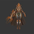 Frost Themed Female Warrior In Silver Blue Armor With Black Cape And Crystal Weapon