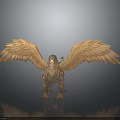3D Eagle Model With Spread Wings And Detailed Feathers On Gray Black Background 3d model