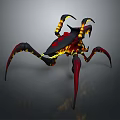 Fantasy Spider Like Creature With Red Black Body And Yellow Striped Legs
