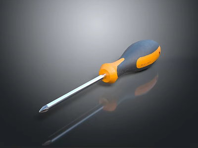 Household Screwdriver With Black And Orange Ergonomic Handle And Chrome Shank 3d model