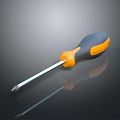 Household Screwdriver With Black And Orange Ergonomic Handle And Chrome Shank