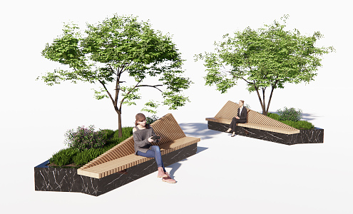 Modern Outdoor Chair Outdoor Landscape Public Chair 3d model