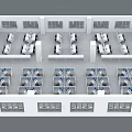 Aerial View Of Office Workspace With Arranged Desks And Chairs Interior Layout