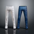 Two Pairs of White and Blue Casual Pants for Everyday Wear in Modern Style