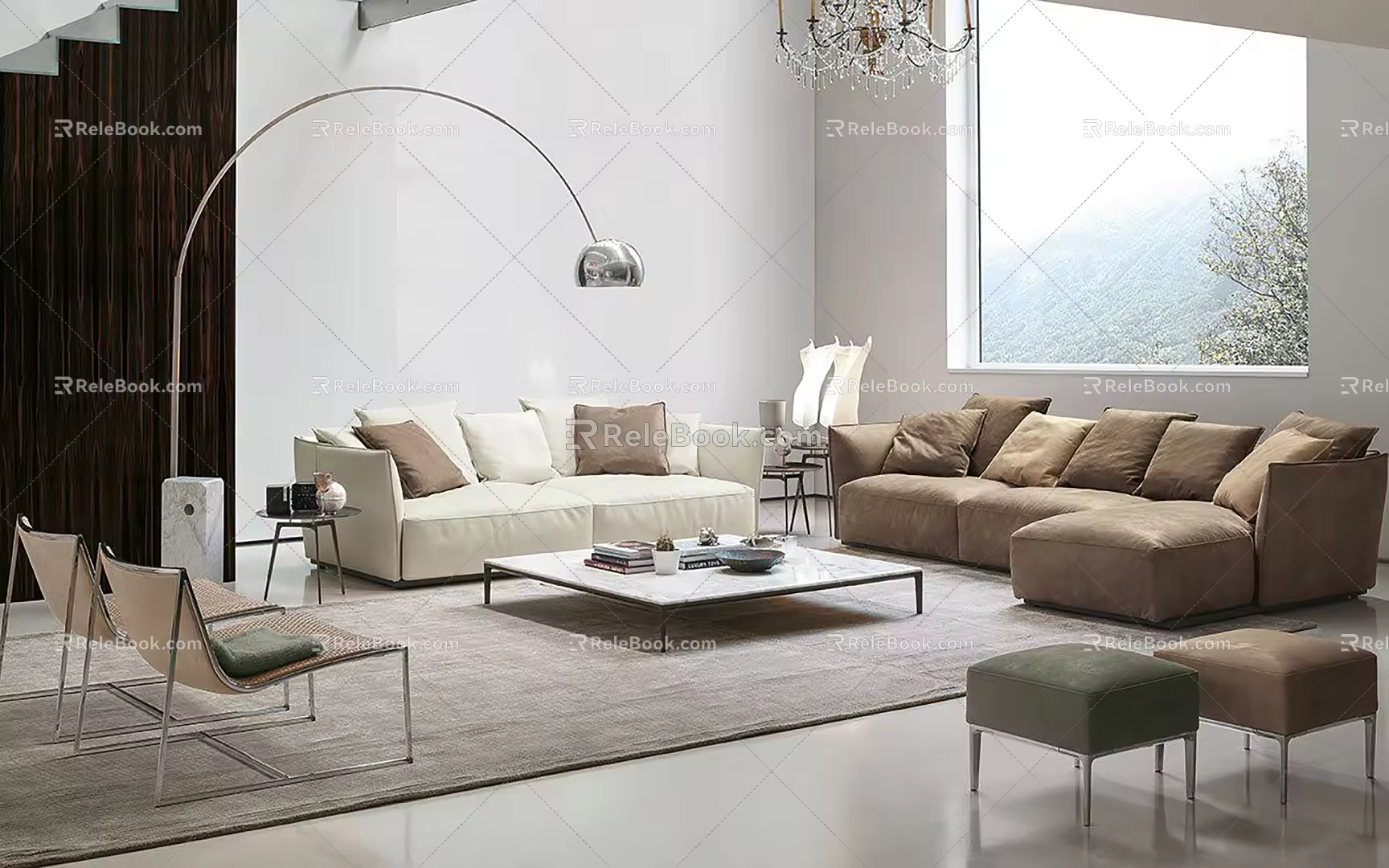 Modern Sofa Coffee Table Combination Fabric Sofa Combination 3d model