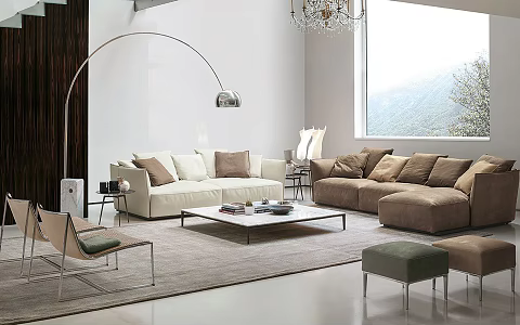 Modern Sofa Coffee Table Combination Fabric Sofa Combination 3d model