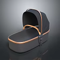 Modern Baby Bassinet With Black Canopy Dark Gray Body And Brown Accent Handle