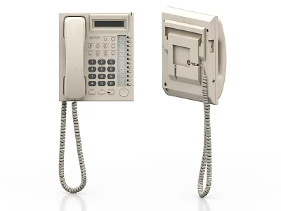 Modern Office Appliances Featuring Landline Phones In Different Views With Keypad And 3d model