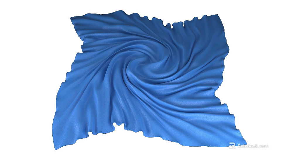 Abstract Soft Blue Wrinkled Fabric With Spiral Texture And Smooth Surface 3d model