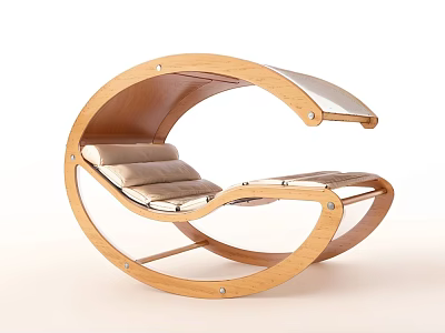 Ergonomic Modern Curved Wooden Leisure Chair With Comfortable Cushioned Seat 3d model