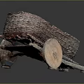 Wicker Hand Cart With Clay Pots And Cloth Inside Traditional Design