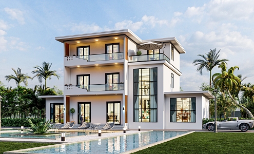 Three-storey villa 3d model