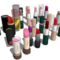 Assorted Cosmetic Lipsticks With Various Colors And Stylish Shiny Designs
