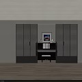 Black Sliding Doors In Modern Interior With Piano Framed Art And Decorative Vases