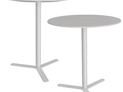Two Round White Modern Side Tables Minimalist Cross Base Metal Frame Design 3d model