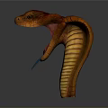 Reptile Cobra With Open Hood Red Mouth And Extended Blue Tongue On Gray Background