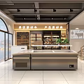 Modern Restaurant Interior With Open Kitchen Chef Counter Stools And Menu Boards