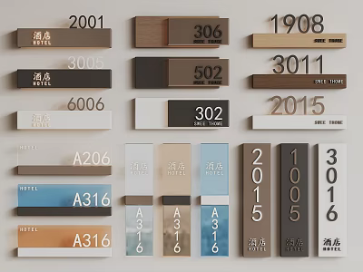 Hotel Commercial Apartment Billboards With Numbers In Various Colors And Designs 3d model