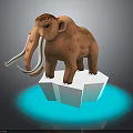 Woolly Mammoth Standing On Ice Block With Blue Glowing Light Effect Below