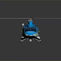 Blue and Green Helicopter with White Rotors and Reflective Body Surface Design