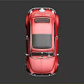Red Vintage Car with Black Roof and White Wheels Featuring Round Design