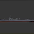 Gray And Red Warship Model With Deck Chimney And Mast Structures