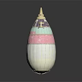 Pastel Colored Space Exploration Hot Air Balloon with White Beige Pink Green Panels and Basket