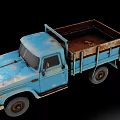 Vintage Blue Truck with Rusty Bed and Weathered Exterior in Retro Style