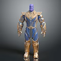 Thanos Character Model With Purple Skin And Gold Blue Armor In Standing Pose
