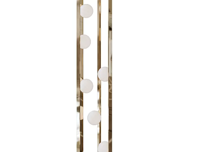 Modern Vertical Floor Lamp With Golden Metal Frame And Round White Shades 3d model