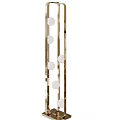 Modern Vertical Floor Lamp With Golden Metal Frame And Round White Shades
