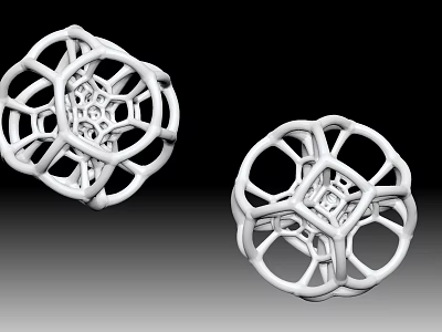 Intricate White Lattice Decorative Ornament Set With Modern Geometric Design For Home Decor 3d model
