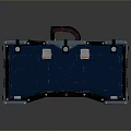 Sturdy Dark Blue Toolbox With Red Handle And Metal Clasps Design