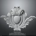 Classical White Decorative Ornament With Scroll Foliage And Oval Center Design