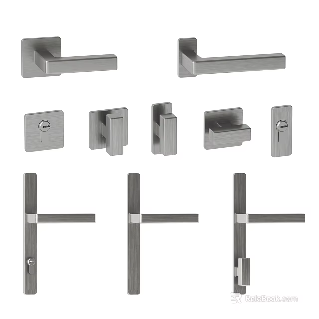 Various Sleek Modern Stainless Steel Door Handles With Contemporary Designs 3d model 