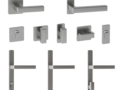 Various Sleek Modern Stainless Steel Door Handles With Contemporary Designs 3d model