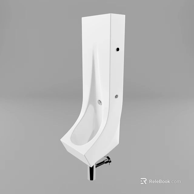 White Ceramic Urinal With Modern Sleek Design And Floor Standing Installation For Bathroom 3d model 