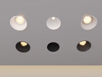 Ceiling Mounted Downlights and Spotlights in White and Black Design for Indoor Lighting 3d model
