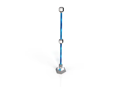 Modern Decorative Column Structure With Blue Rod Silver Connectors And Hexagonal Base 3d model