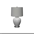 White Ribbed Table Lamp With Floral Pattern And Cream Lampshade for Home Decor