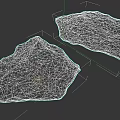 Two Gray Natural Stone Pieces With Textured Surface On Black Background