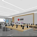 Huawei Authorized Digital Store Interior With Mobile Phones On Wooden Display Tables And Bright Lighting