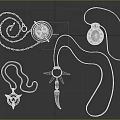 Unique Jewelry Collection Featuring Various Pendant Necklaces With Metal Chains And Black Cords