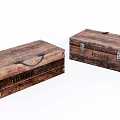Vintage Wooden Boxes With Metal Clasps Handles And Retro Text Labels