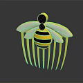Bee Shaped Decorative Ornament With Golden Frame Yellow Black Stripes And White Wings