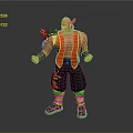 Muscular Game and Movie Character With Red Vest Black Pants Horned Shoulders And Decorative Patterns