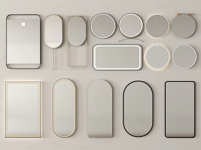 Different Shaped Decorative Mirrors With Modern Frameless And Framed Designs For Home Decor 3d model