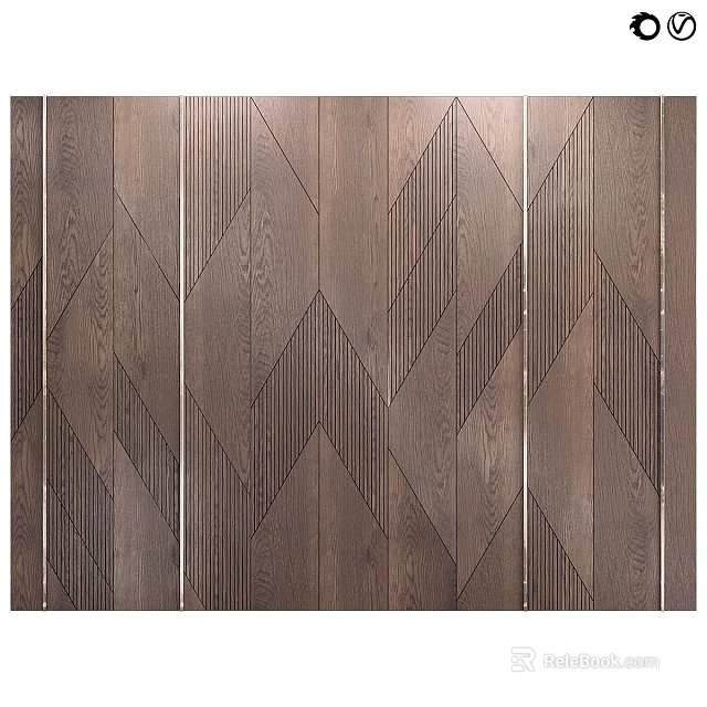 Modern Wooden Wall Decor With Chevron Pattern And Geometric Texture Panels 3d model