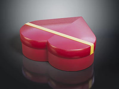 Red Heart Shaped Decorative Box With Yellow Ribbon For Daily Household Use 3d model