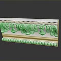 White Decorative Wall Molding With Carved Floral And Wavy Patterns Beaded Base 3d model